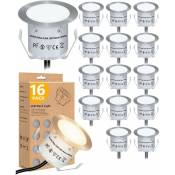 Pack de 16 Lumières de terrasse LED Blanc Chaud, Lampes