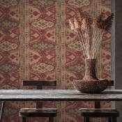 Papier peint tapis Berbere - Brun Rouge - 10ml x 0,53m