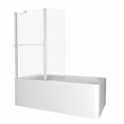 Pare baignoire avec porte serviette - Blanc - 130 x 105 cm