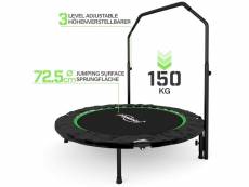 Physionics® mini trampoline de fitness - pliable, avec barre réglable en hauteur, ø 101 cm, jusqu'à 150 kg, usage intérieur/extérieur, vert-noir - tra