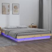 Prolenta Premium - Furniture Limited - Cadre de lit à led 160x200 cm Bois massif