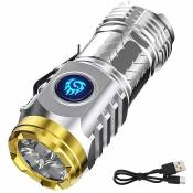 Ranipobo - Mini lampe de poche, lampe de poche a main super lumineuse, torche a led rechargeable, lampe de poche de poche, lampe de poche portable
