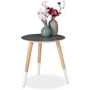 Relaxdays - Table d'appoint ronde, Motif décoratif, en bois, basse, trois pieds,HxD 40,5x 40 cm, noire,blanche,naturelle