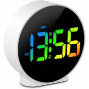 Réveil numérique led Horloge de bureau Snooze Dimmable Blanc 12/24 Réveil électrique/batterie double (entre en mode d'économie d'énergie après 8