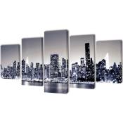Set de toiles murales imprimées Horizon de New York monochrome