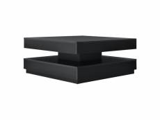 Table basse avec plateau tournant panneau de fibre de bois 76 x 76 cm noir helloshop26 03_0004129