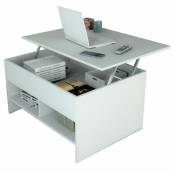 Table Basse Relevable 90 cm Blanche 3 Niches