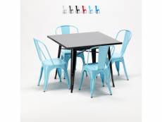 Table carrée + 4 chaises en métal tolix style industriel