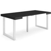 Table console extensible, Console meuble, 180, Pour 8 personnes, Pieds bois massif, Style moderne, Noirs - Skraut Home