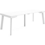 Table console extensible, Console meuble, 220, Pour 10 personnes, Pieds en bois, Style moderne, Blanc - Skraut Home