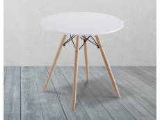 Table de salle à manger, table de salon ronde coloris blanc - diamètre 80 x hauteur 75 cm