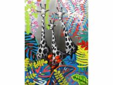 Tableau peinture girafe 100 x 70 cm style pop art - savane 80687229