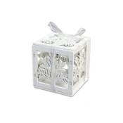 Trade Shop Traesio - 12 Cube En Bois Blanc Stylisé En Forme D'arbre De Vie Pour Mariage