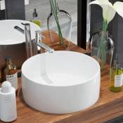 Vasque à poser - Lavabo Lave-mains - Évier ronde Céramique Blanc 40 x 15 cm Chic-554797