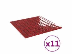 Vidaxl carreaux mosaïque 11 pcs rouge 30x30 cm verre