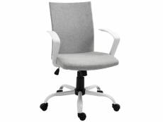 Vinsetto chaise de bureau ergonomique hauteur réglable pivotante 360° piètement acier blanc lin gris clair