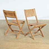 Wanda Collection - Ensemble de 2 chaises de jardin en teck pliantes Tosca - Gris