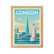 Affiche Londres Tower Bridge avec Cadre (Bois) 30x40