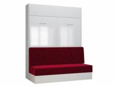 Armoire lit escamotable dynamo sofa façade blanc brillant canapé rouge 160*200 cm 20100990895