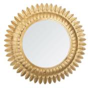 Atmosphera - Miroir métal doré feuilles d'or rond 70 cm doré