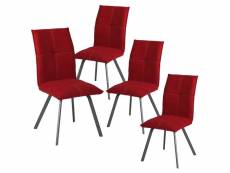 Bispo - lot de 4 chaises tissu coloris rouge