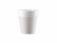 Bodum set de 2 mugs en porcelaine avec bande silicone bistro 0,3 l blanc creme