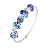 Bracelet Charms Perles et orné de cristaux de Bohème SC Crystal Bleu