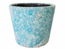 Cache-pot bleu clair en céramique vieillie