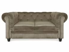 Canapé chesterfield 2 places velours taupe cozji