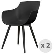 Chaise Coque noire, pieds métal noir (x2)