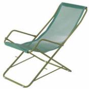 Chaise longue pliable Bahama métal & tissu bleu turquoise