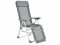 Chaise transat bain de soleil aluminium polyester pvc pliant réglable inclinable 118 cm gris foncé helloshop26 03_0001392