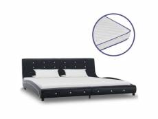 Contemporain lits et accessoires selection wellington lit avec matelas à mémoire de forme noir similicuir 180x200 cm