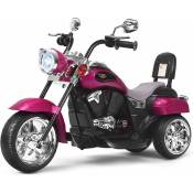 Costway - Moto Électrique 6V pour Enfants Scooter avec 3 Roues Effet Sonore et Lumineux, 3Km/h Max, 3 Ans + Style de Chopper Rose