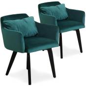 Cotecosy - Lot de 2 fauteuils scandinaves Gybson Velours Vert - Vert