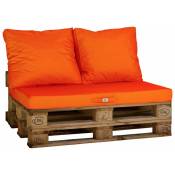 Deco Arts - Lot matelas pour palette déhoussable avec assise de 120x80x10cm et dossier Orange - Orange