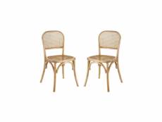 Duo de chaises bois naturel-cannage - brett - l 44 x l 41 x h 86 cm - neuf