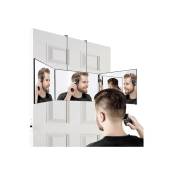 Ensoleille - Miroir 3 Voies, Coupe-Selfie à 360 degrés, Miroir Portable tri-pli réglable et Pliable avec Crochet hautement rétractable pour la Coupe,