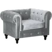Fauteuil Chesterfield Velours Aliza - 111 x 82 x 70