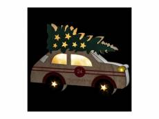 Feeric christmas - voiture & sapin lumineux 6 led blanc chaud lumière fixe et clignotante h 24 cm