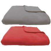 Future Home - Lot 2 plaids gris et rouge polyester 130x150cm - multicouleur