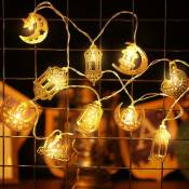Guirlande Lumineuse Eid Al Adha, 6,56 Feet Lampe Lanterne à 10 led d'étoile de Lune Ad à Kérosène, à Piles pour Ramadan Décoration de Maison