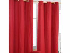Homescapes paire de rideaux à oeillets uni rouge 100%