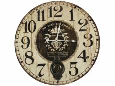 Horloge ancienne balancier au bon ménage 58cm - bois - blanc - décoration d'autrefois