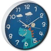 Horloge murale, design animalier, diamètre 29,5 cm, pour chambre d'enfant, de bambin, bleue - Relaxdays