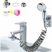 Kit de douche de bassin, kit de douche de bassin, kit de douche de bassin avec tuyau télescopique, adaptateur de robinet G1 / 2 pour lave - tête /