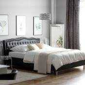 Lit Capitonné Milano Design Confort Et Style Pour Votre Chambre - Noir - 140x190, Polyuréthane, Style Baroque, 207 x 174 x 94 cm - Noir - Meubler