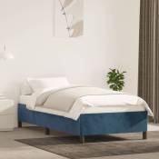 Lit simple,Cadre de lit Bleu foncé 90x190 cm Velours