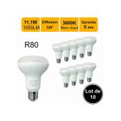 Lot de 10 ampoules LED E27 R80 11,1W (équiv. 75W)