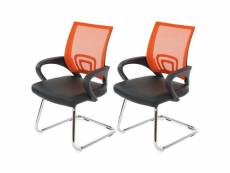 Lot de 2 chaises de conférence, chaise visiteurs ancona, simili-cuir ~ orange
